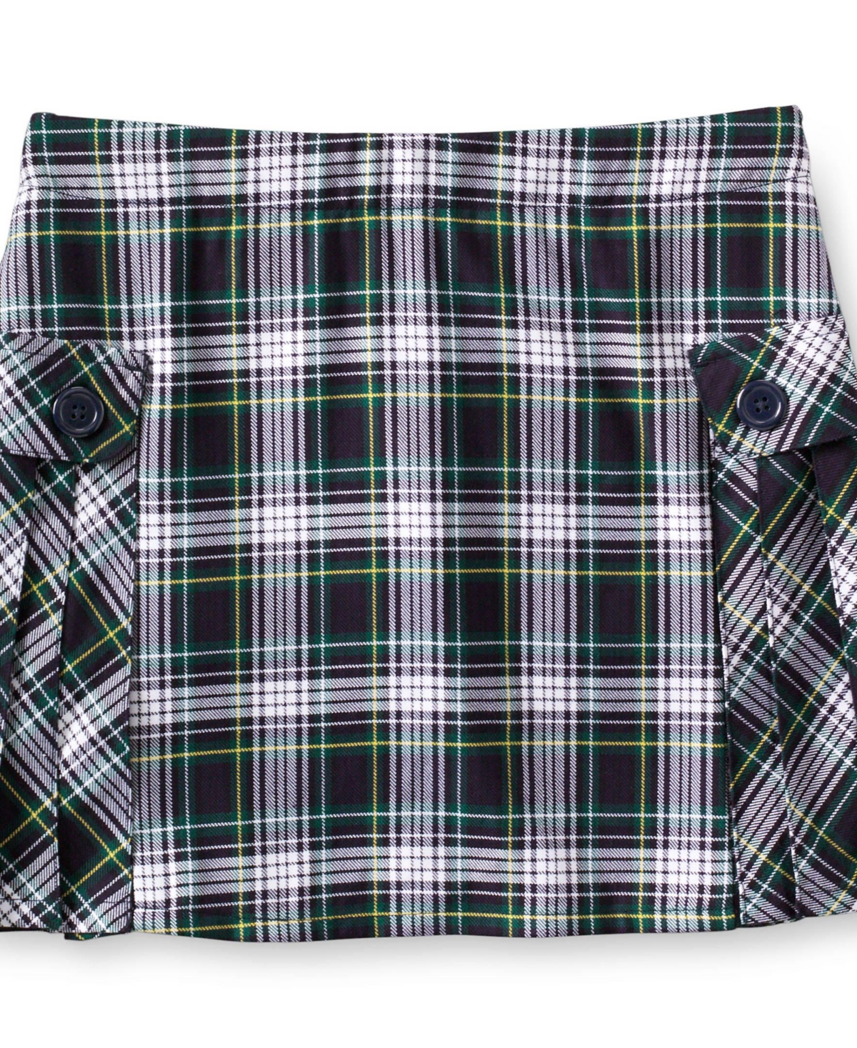 Lands' End School Uniform Girls Child Side Pleat Plaid Skort Above the Knee -evergreen plaid