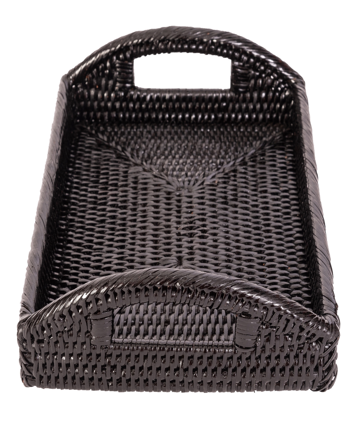 Shop Artifacts Trading Company Rattan Rectangular Vanity Tray With High Handles In Tudor Black