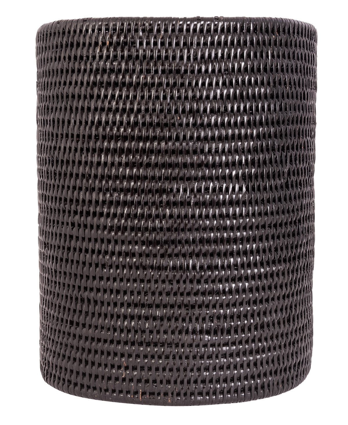 Artifacts Trading Company Rattan Oval Waste Basket With Metal Liner In Tudor Black