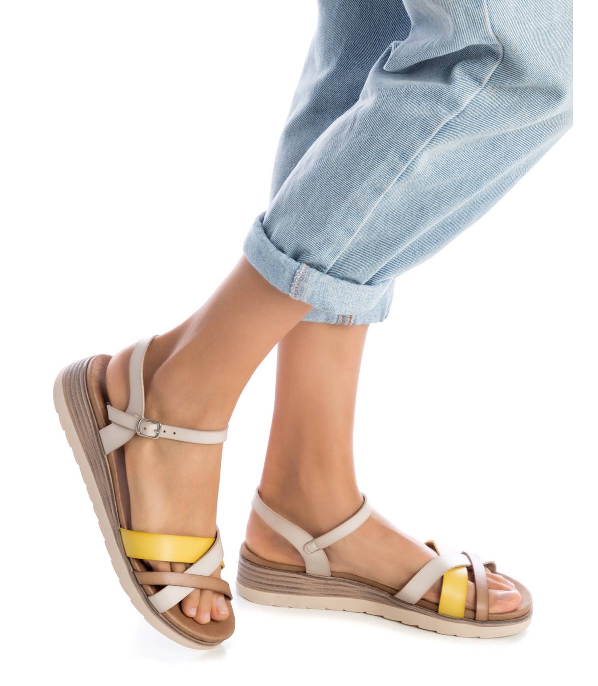 Xti Women's Strappy Comfort Sandals By Xti,- Beige