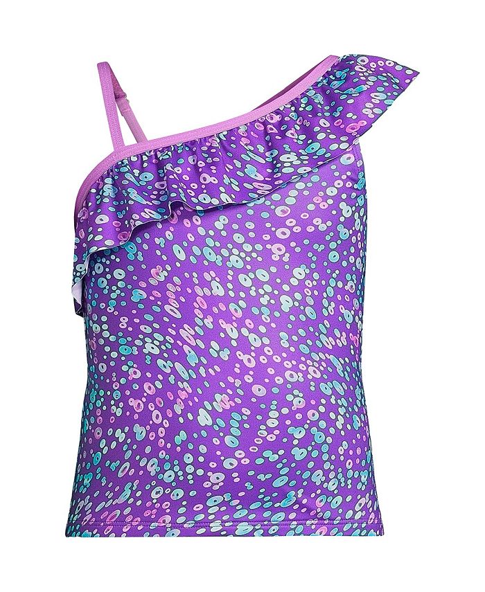 Lands' End Child Girls Ruffle One Shoulder Tankini Top & Reviews ...