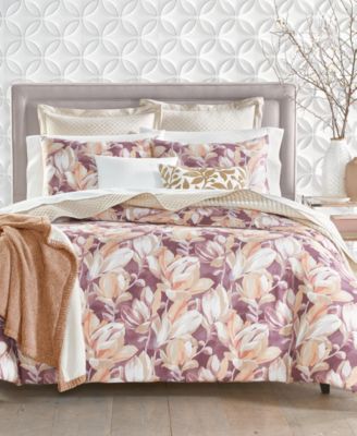 Charter Club Damask Designs Magnolia Cotton Duvet Cover Sets Bedding In Purple