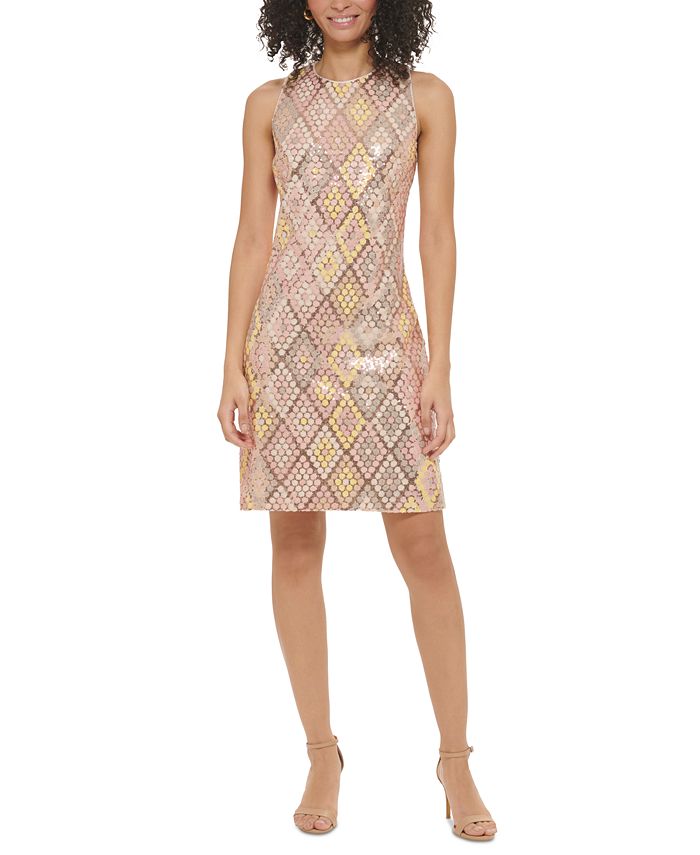 Eliza J Women s Sequined Sleeveless Sheath Dress Macy s