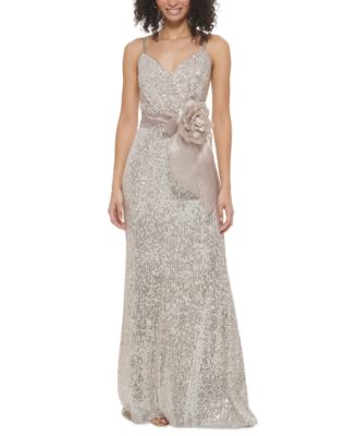 Eliza J - Women's Sequined Organza-Flower Gown