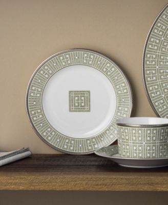 Infinity Green Platinum 4 Piece Bread Butter/Appetizer Plate Set, Service for 4