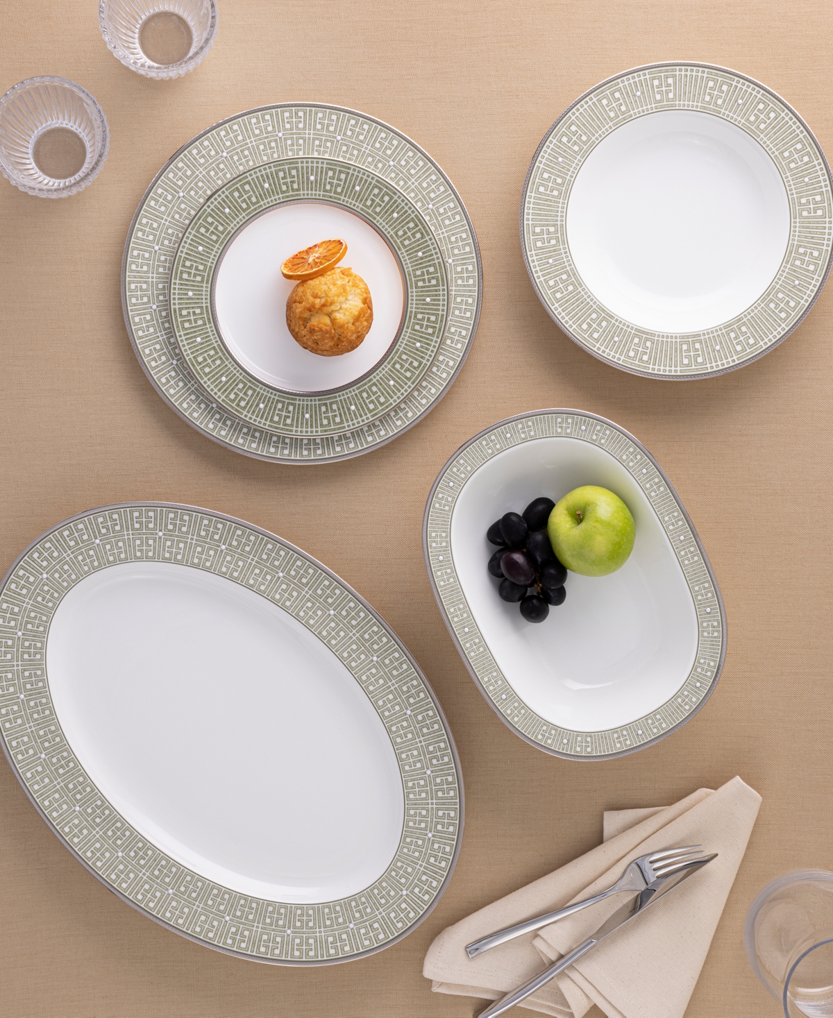 Noritake Infinity Green Platinum 4 Piece Salad Plate Set, Service For 4 In Green Platinum