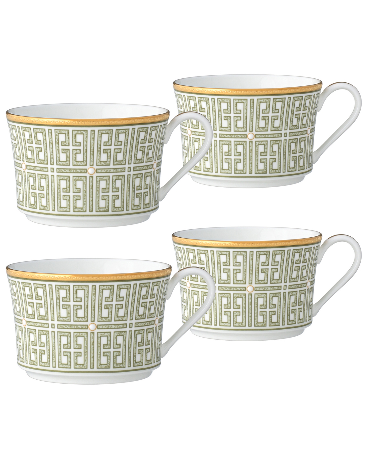 Noritake Infinity 4 Piece Cup Set, Service For 4 In Green Gold