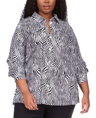 Michael Kors - Plus Size Zebra-Print Tunic Blouse