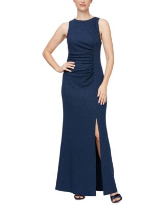 SL Fashions Petite Sparkling Ruched-Side A-Line Dress - Macy's