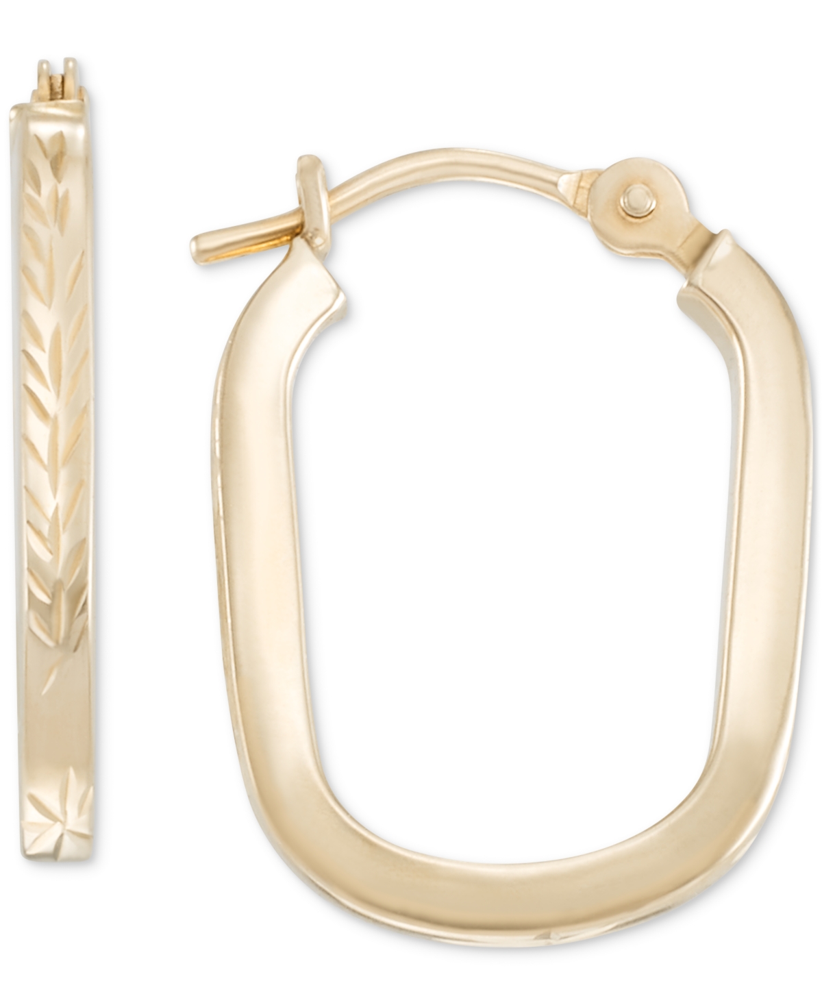 Macy's Textured Rectangular Hoop Earrings In 10k Gold