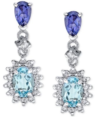 Macy's Aquamarine (3/4 Ct. T.w.), Iolite (3/8 Ct. T.w.), & Diamond (1/3 ...