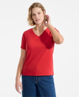 Plus Size Supima Cotton V-Neck T-Shirt