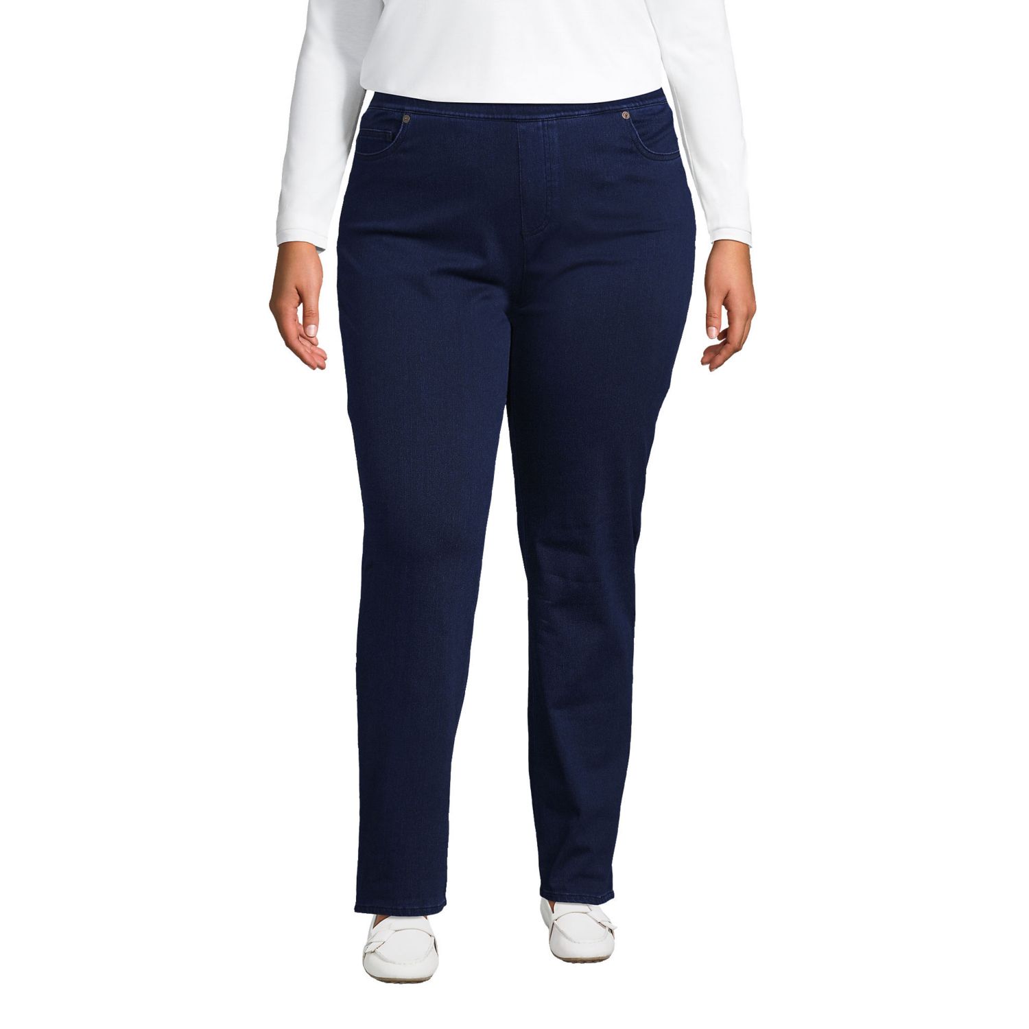 Women's Plus Size Starfish Mid Rise Knit Denim Straight Jeans