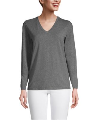 Women's Tall Supima Cotton Long Sleeve V-Neck T-Shirt