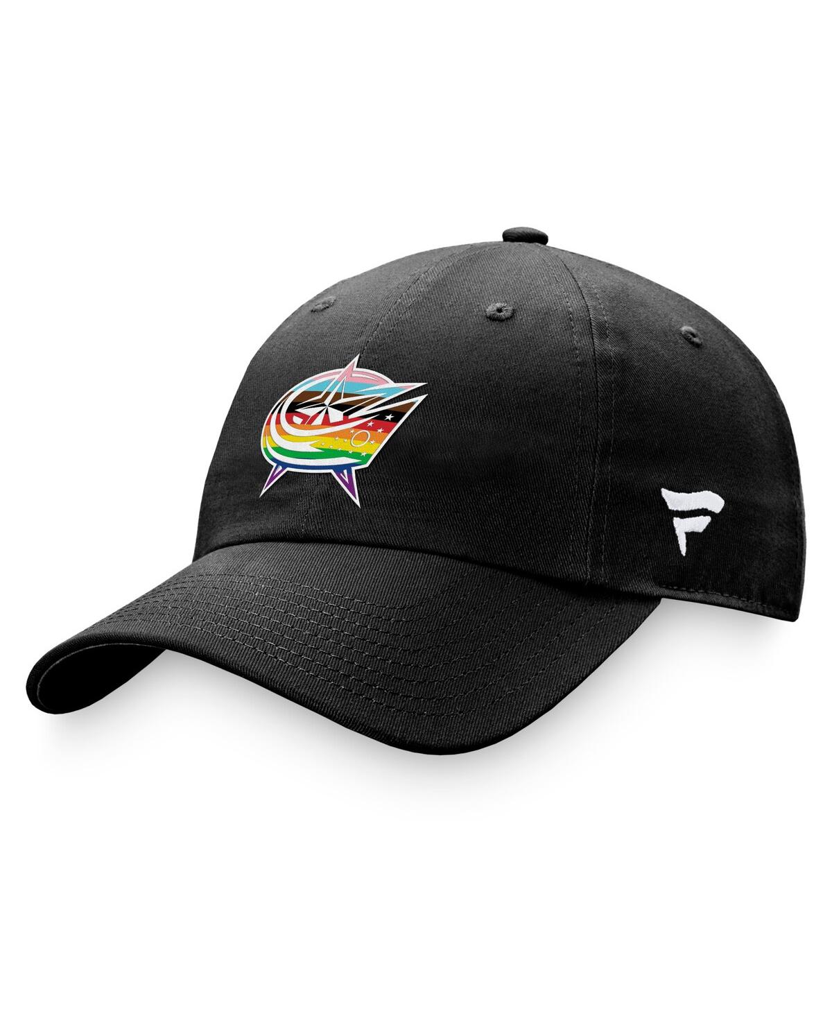 Shop Fanatics Men's  Black Columbus Blue Jackets Team Logo Pride Adjustable Hat