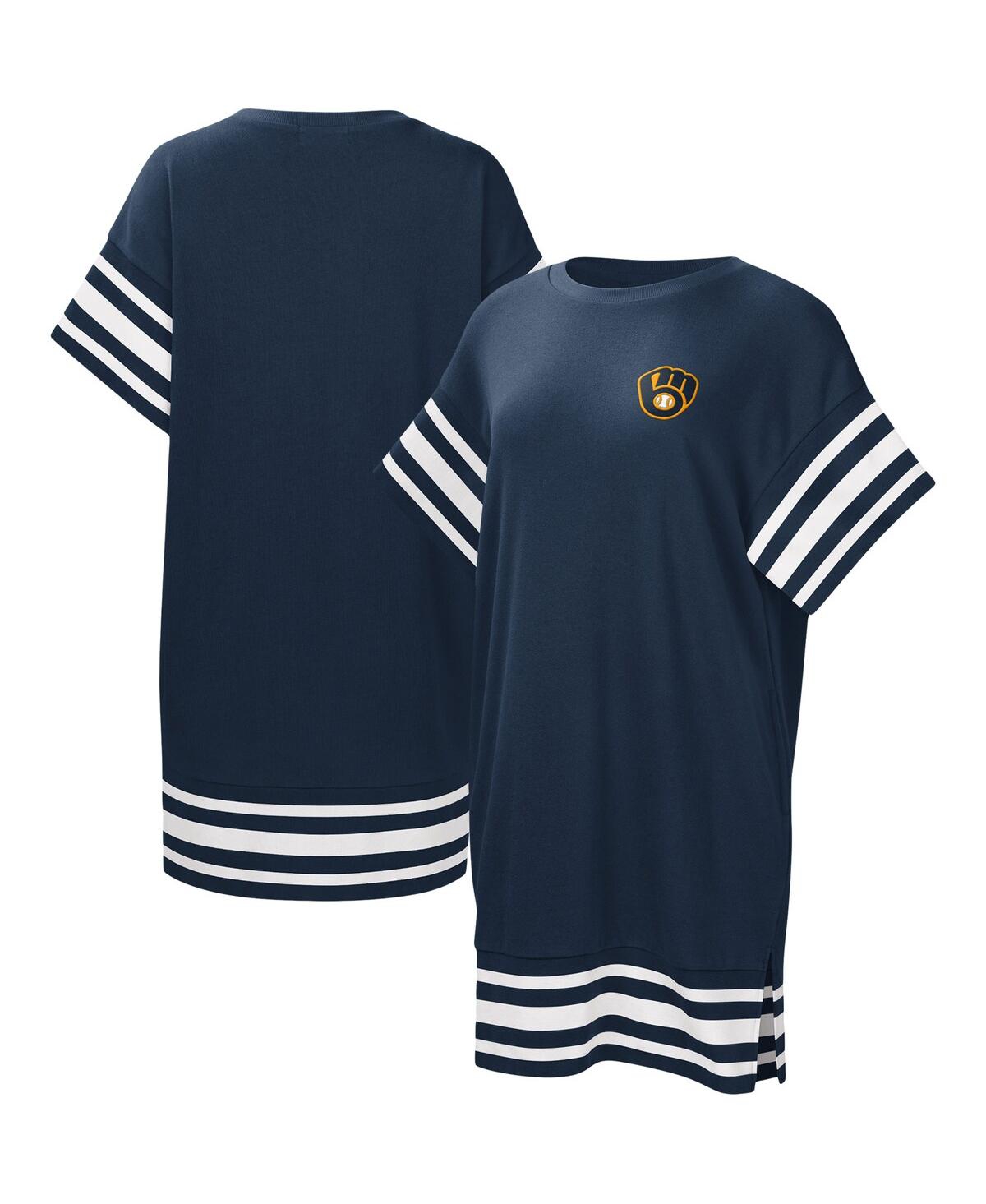 Touché Women's Touch Navy Milwaukee Brewers Cascade T-shirt Dress