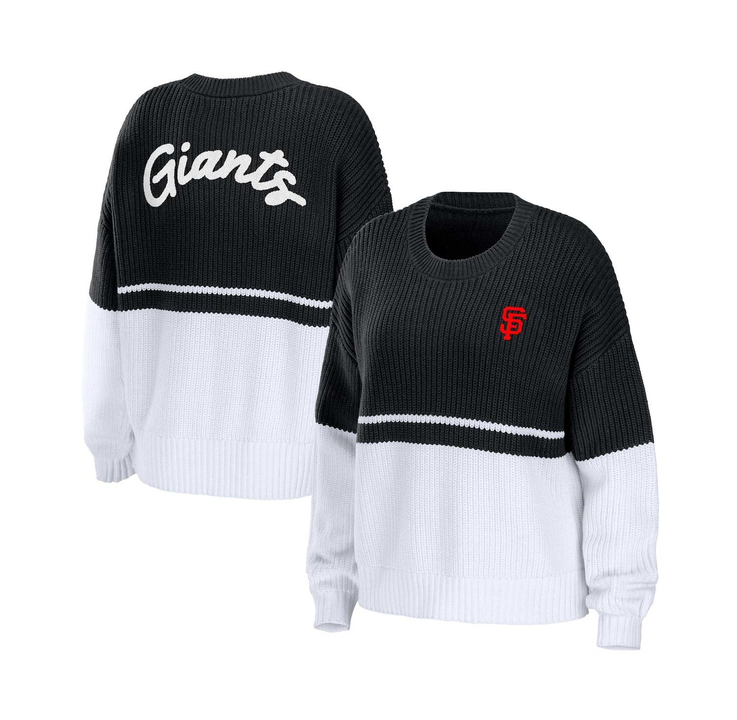 Women's Black, White San Francisco Giants Chunky Pullover Sweater