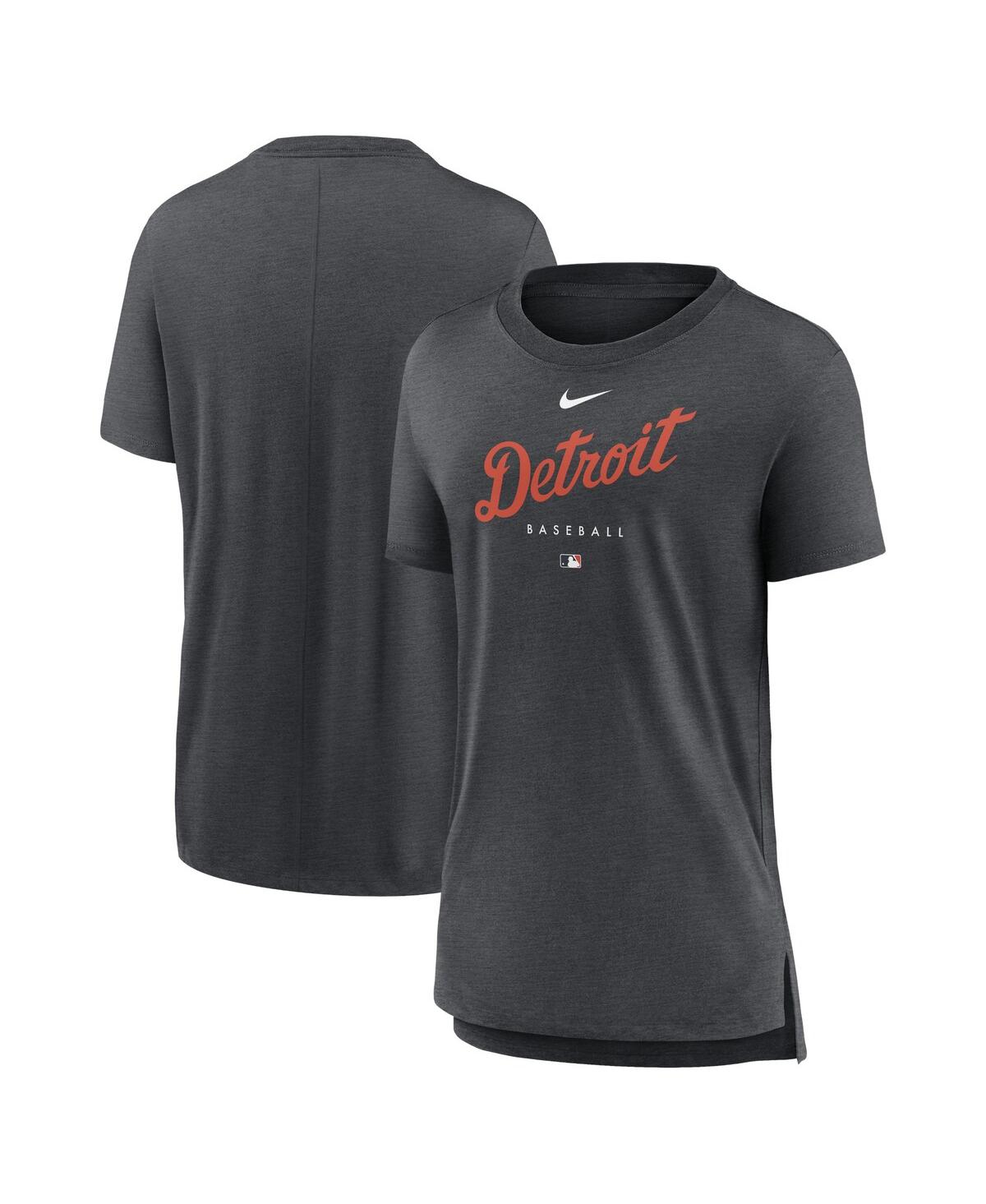 Nike Women's  Heather Charcoal Detroit Tigers Authentic Collection Early Work Tri-blend T-shirt