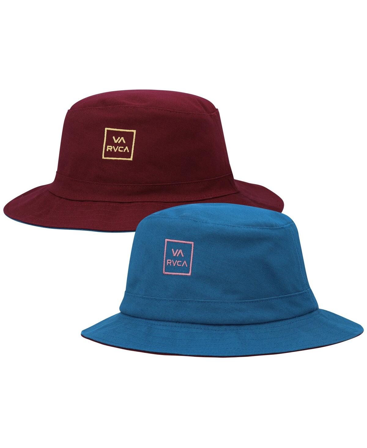 Shop Rvca Men's  Blue, Maroon Reversible Bucket Hat In Blue,maroon
