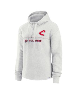 Women's Oatmeal Cleveland Indians Cooperstown Collection True Classics Legacy Quarter-Zip Hoodie