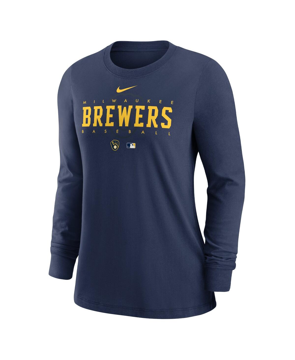 Shop Nike Women's  Navy Milwaukee Brewers Authentic Collection Legend Performance Long Sleeve T-shirt