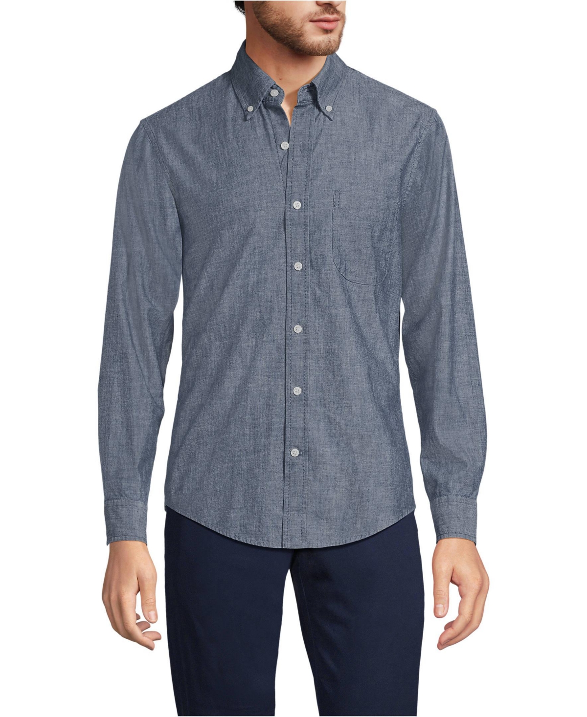 Lands' End Men's Long Sleeve Chambray Shirt