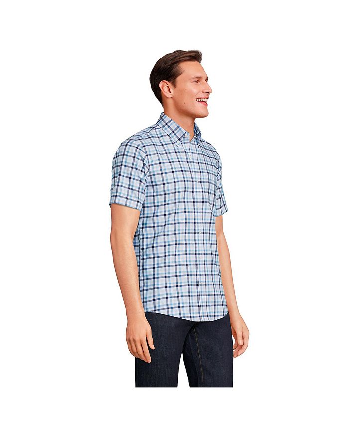 Lands' End Men's Short Sleeve Traditional Fit No Iron Sportshirt ...