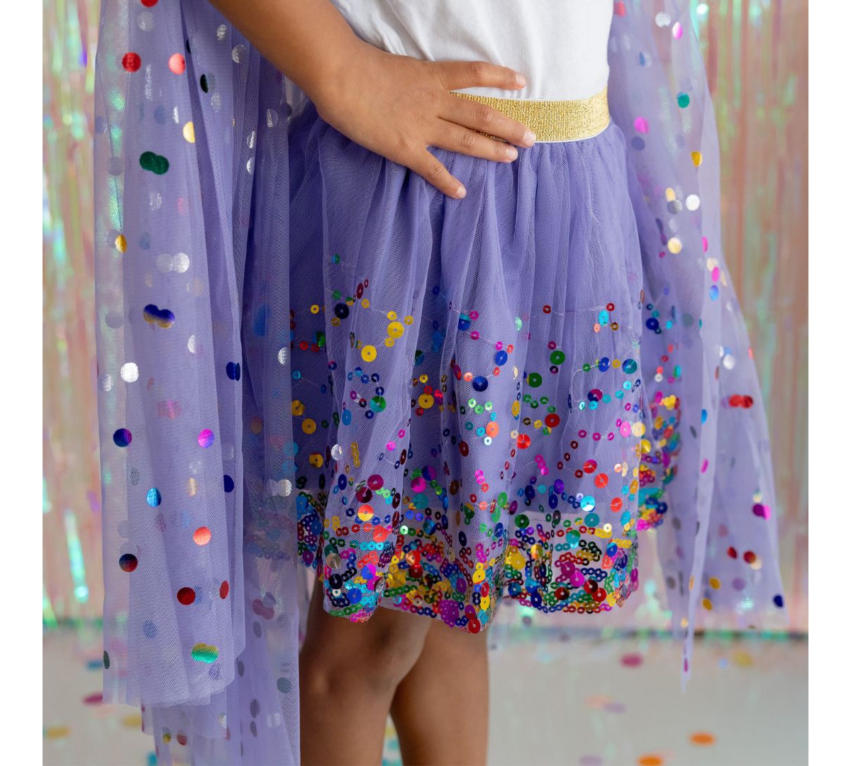 Sweet Wink Little and Big Girls Lavender Confetti Tutu Skirts - Lavender tulle with sequins