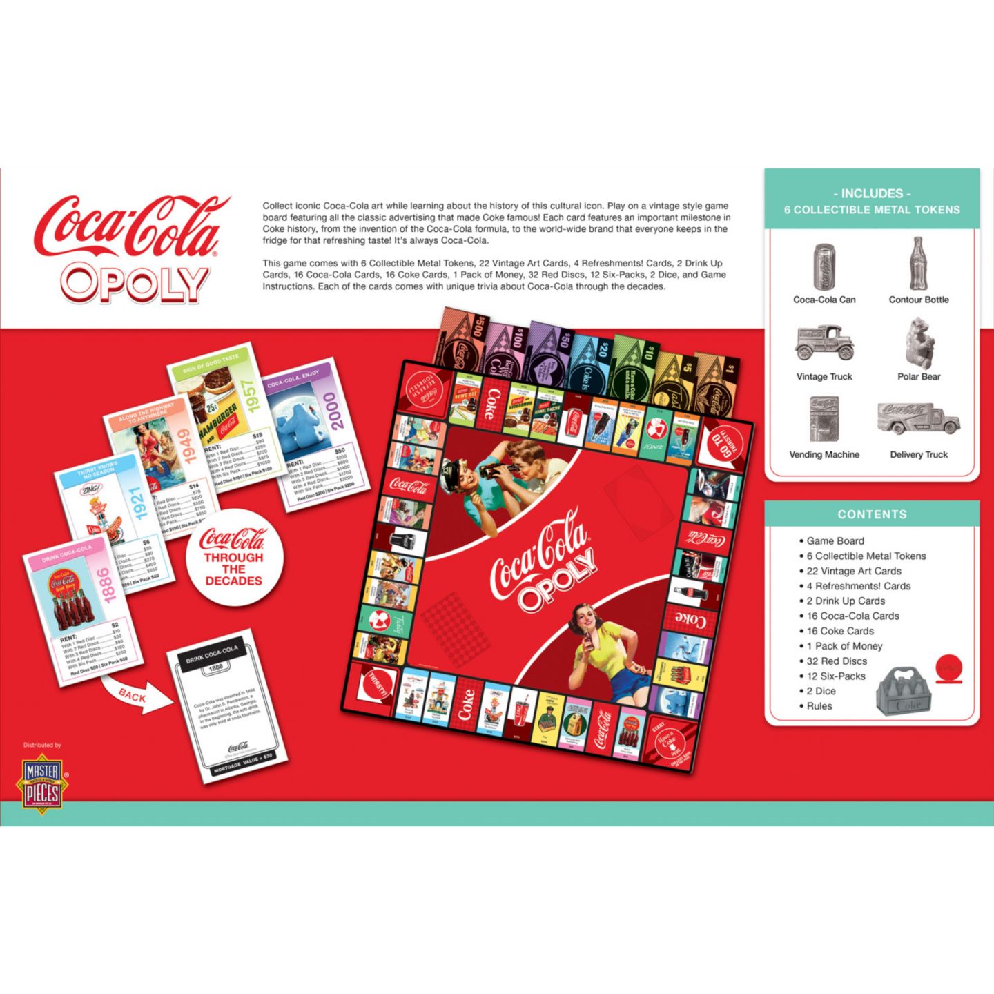 Детская настольная игра MasterPieces Puzzles Coca-Cola Opoly Classic Board Game, от 8 лет — фото 3