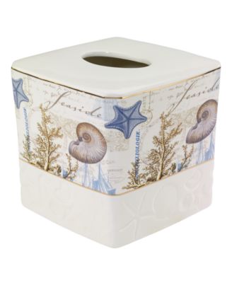 Avanti Antigua Starfish & Seashells Ceramic Tissue Box Cover
