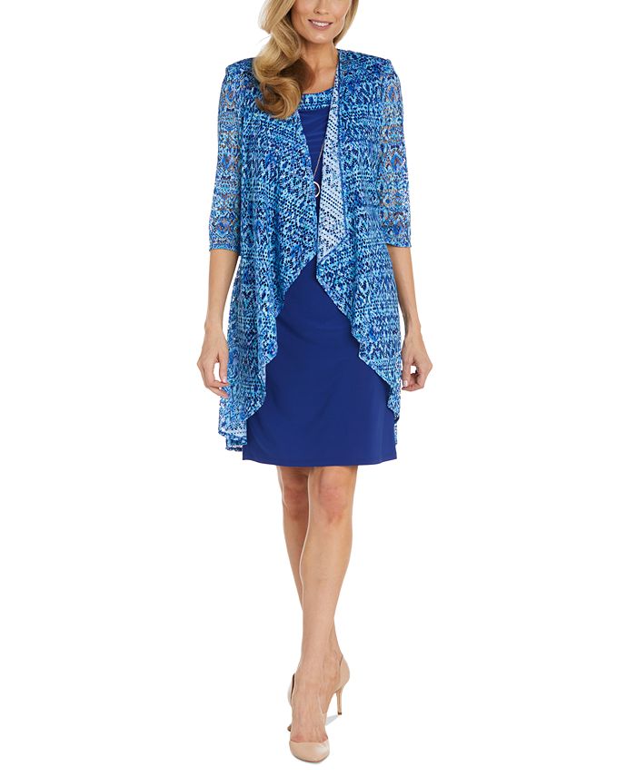 R & M Richards Women's Crochet Lace Jacket & Necklace Dress - Macy's