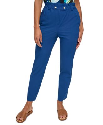 DKNY - Women's High-Rise Paperbag-Waist Ankle Pants