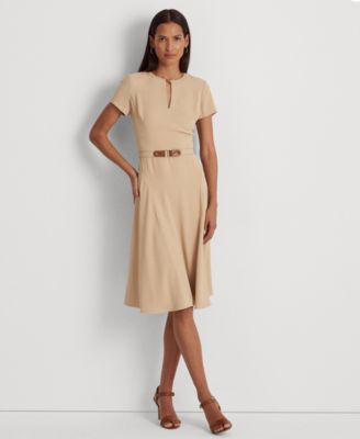 Lauren Ralph Lauren Women's Belted Georgette Dress - Birch Tan | Smart  Closet