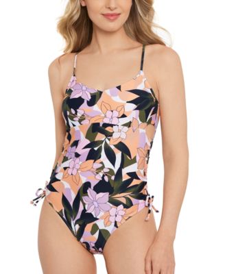 Salt + Cove - Juniors' Lace-Up-Side One-Piece Swimsuit, Created for Macy's