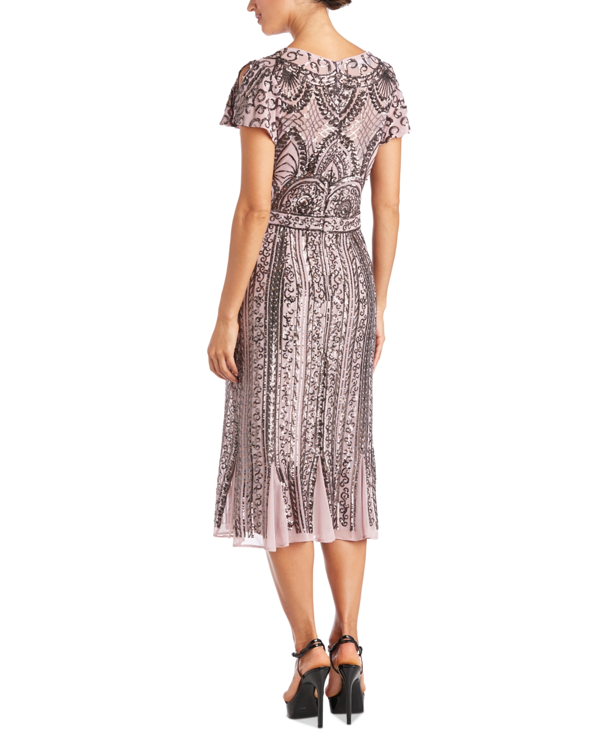 R & M Richards Mesh Beaded Dress