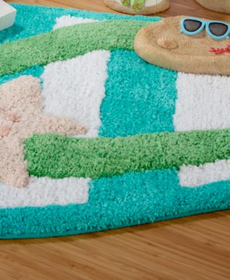 Beach Mode Flip-Flop Motif Cotton Bath Rug, 20" x 35"