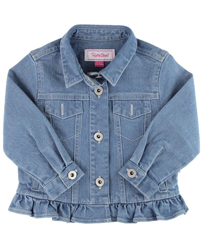 RuffleButts Baby Girls Light Wash Denim Jacket With Ruffle Trim Macy's