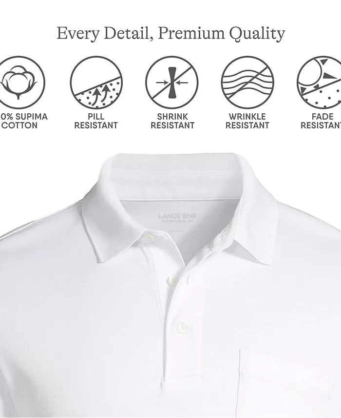 Big & Tall Short Sleeve Cotton Supima Polo Shirt with Pocket - thumbnail 2