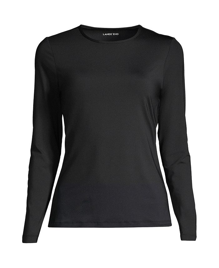 Lands' End Plus Size Long Crew Neck Long Sleeve Rash Guard UPF 50 Swim