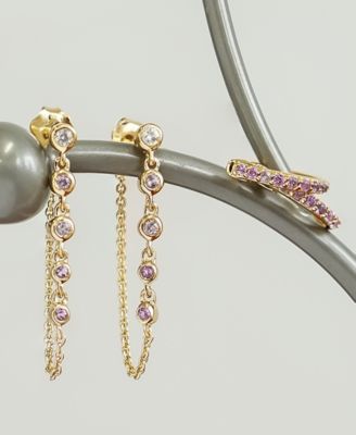 2-Pc. Set Amethyst (1/4 ct. t.w.) Hoop & Pink Amethyst (1/10 ct. t.w.) & Lab-grown White Sapphire (1/20 ct. t.w.) Drop Earrings in 14k Gold-Plated Sterling Silver