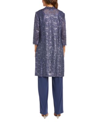 3-Pc. Sequined Lace Pantsuit & Jacket