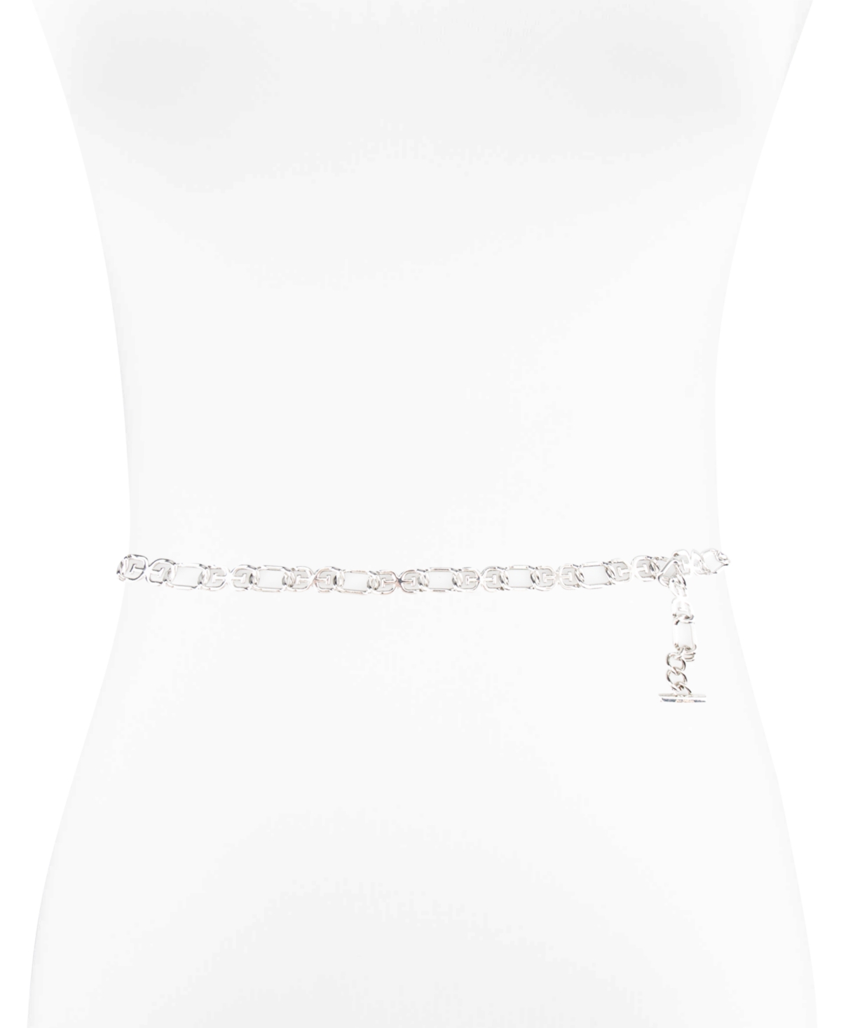 Shop Sam Edelman Women's Double-e Logo Chain Dress Belt In Silver