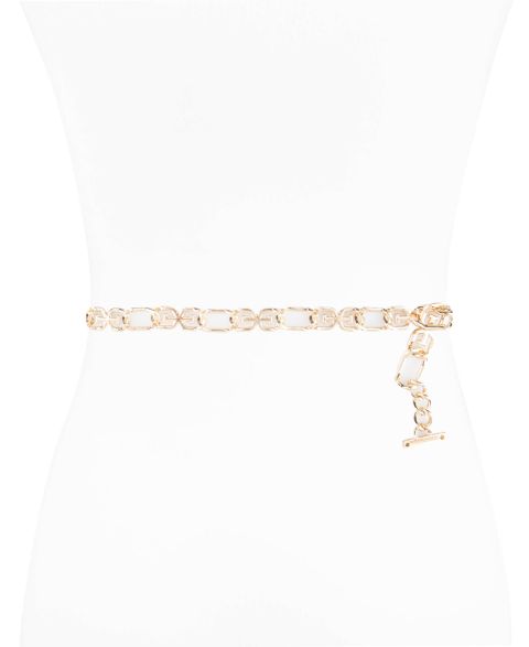 Женский ремень Sam Edelman Double-E Logo Chain Dress Belt, цвет: Золотой
