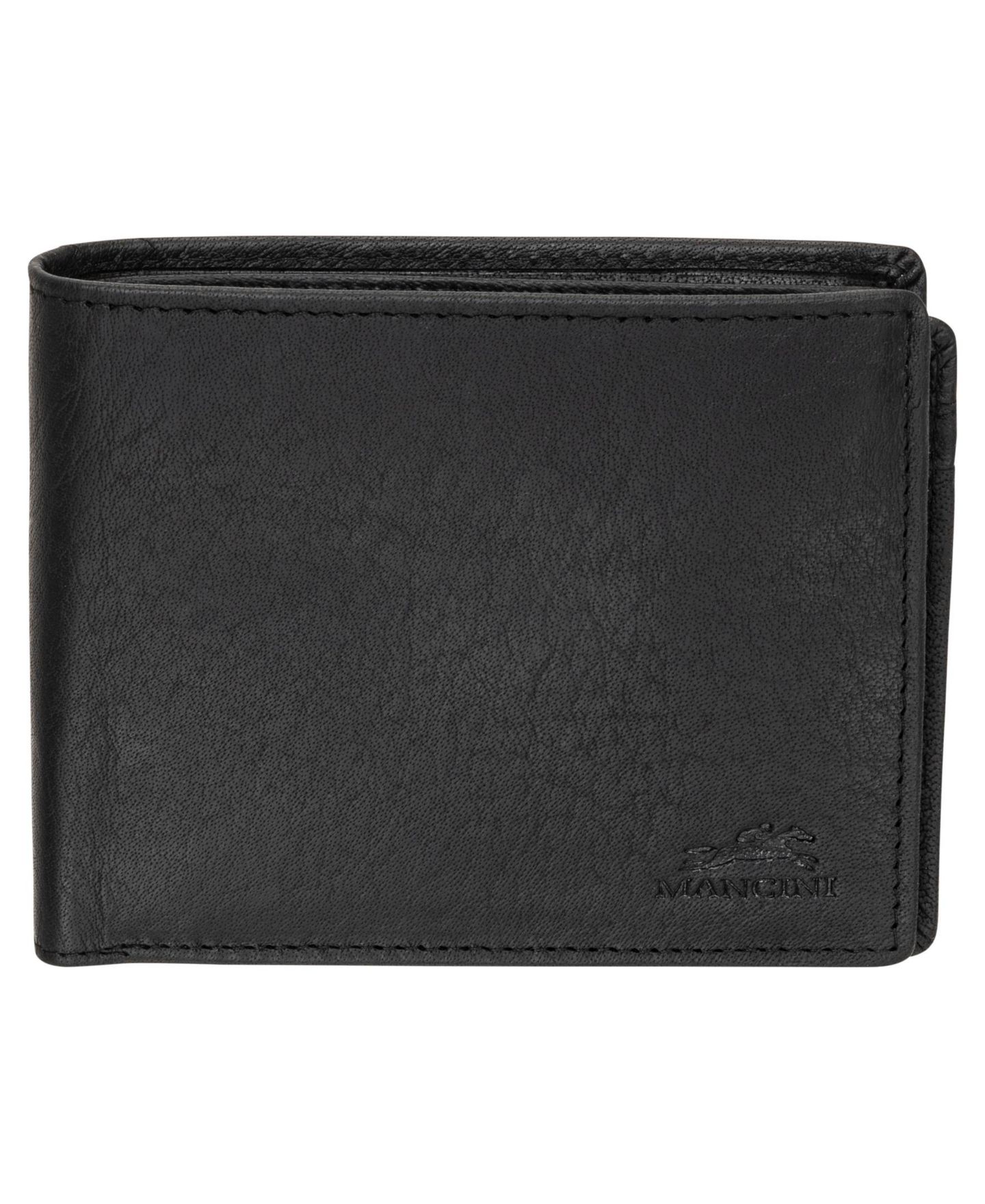 Мужской кошелёк Mancini Buffalo RFID Secure Center Wing Wallet with Coin Pocket, цвет: Чёрный — фото 1