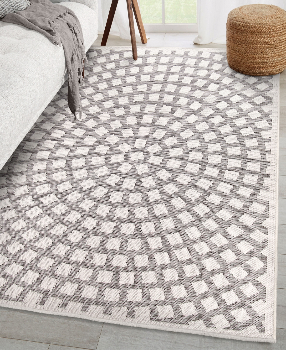 Orian Rugs Closeout! Knitweave Indoor, Outdoor oz 7'10" X 10'10" Area Rug In Gray,ivory
