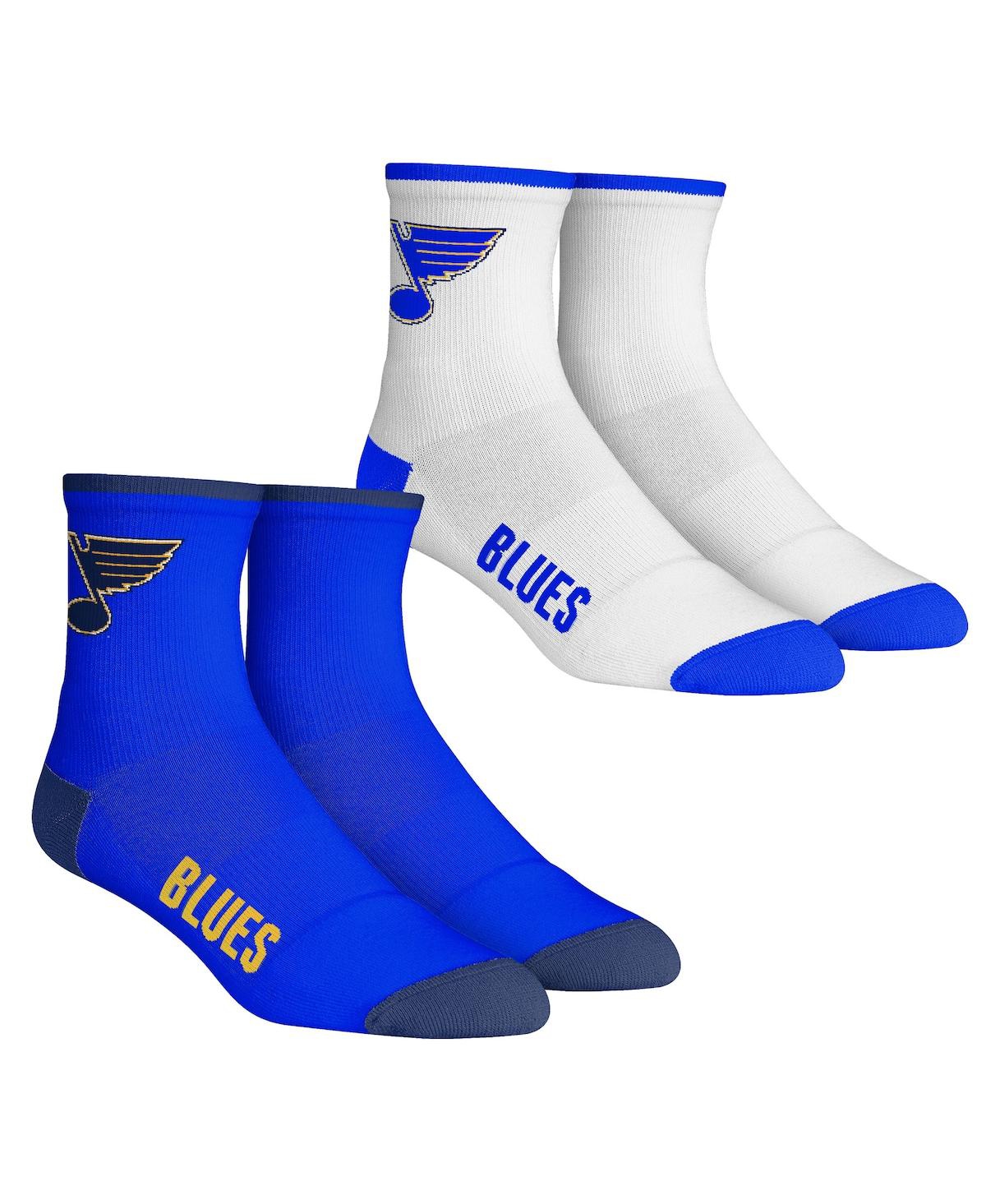 Rock 'em Kids' Youth Boys And Girls  Socks St. Louis Blues Core Team 2-pack Quarter Length Sock Set In White,blue