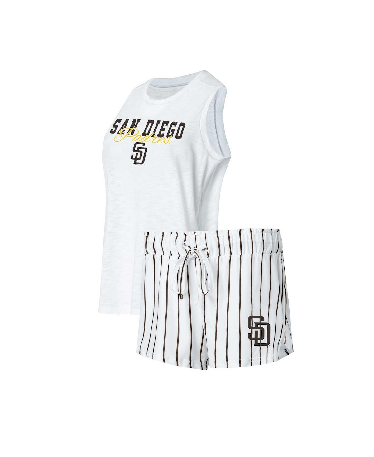 Concepts Sport Women's  White San Diego Padres Reel Pinstripe Tank Top And Shorts Sleep Set