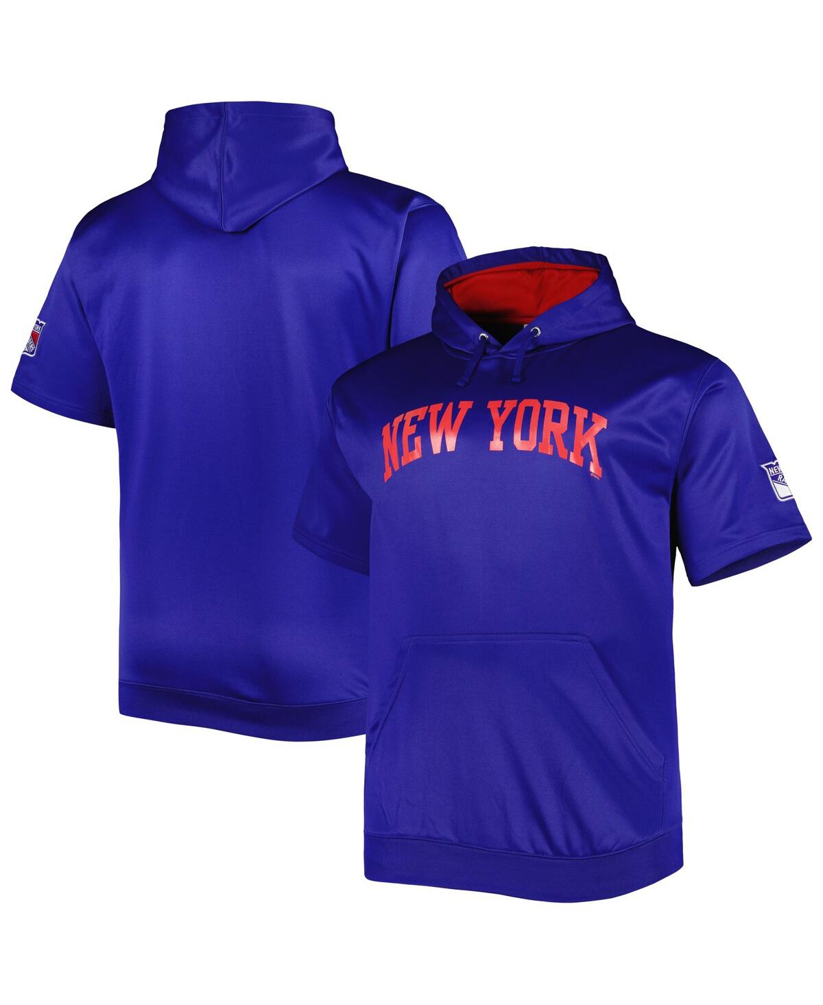Shop Profile Men's Royal New York Rangers Big And Tall Logo Short Sleeve Hoodie