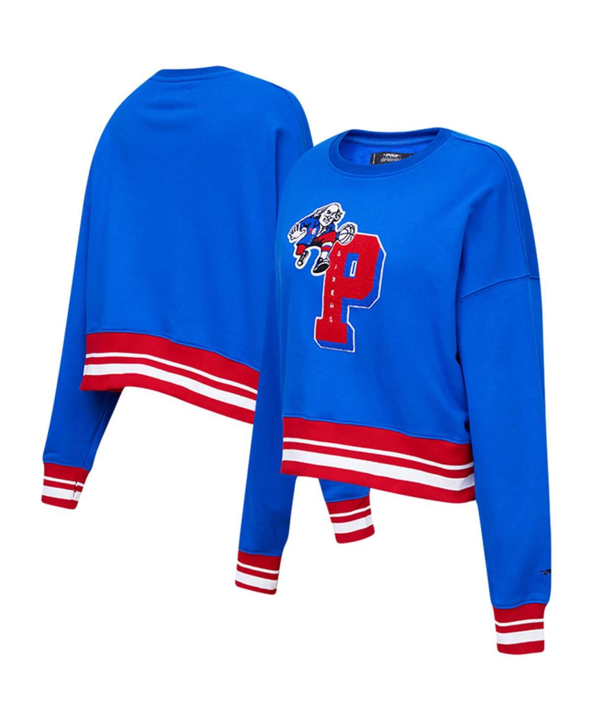 Shop Pro Standard Women's  Royal Philadelphia 76ers Mash Up Pullover Sweatshirt