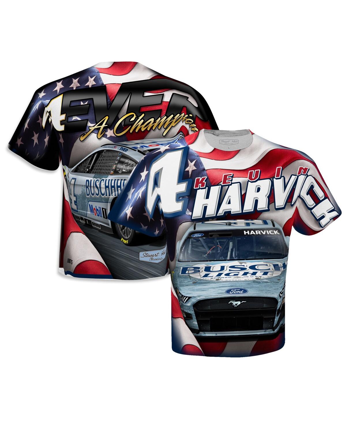 Shop Stewart-haas Racing Team Collection Men's  White Kevin Harvick Sublimated Patriotic T-shirt